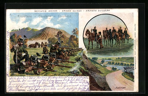Cartolina cavalleria svizzera - cartolina,