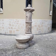 FONTANA A COLONNA CON VASCA DA GIARDINO PER ESTERNO  IN CEMENTO  PIETRA H 125 CM