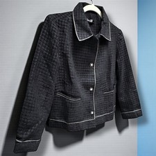 Giacca blazer donna Allegra K tweed nero bottoni bordato davanti