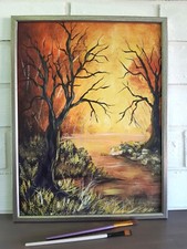 Paesaggio al tramonto dipinto