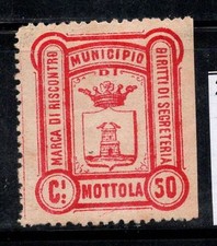 Mottola - Nuovo ** 100% marche comunali 50 cent.Riscontro,Segreteria