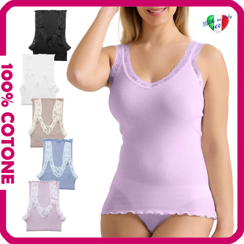Top canotta intima donna pizzo - top,