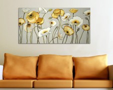 Quadro moderno Stampa solo Tela cm.120x60 Fiori Delicati Arredo Casa Arte Design