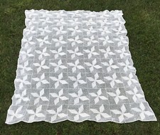 Copriletto tovaglia cotone vintage uncinetto pizzo bianco sporco fatto a mano 90” x 65”