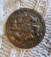 1988 ANIMALI DA GIOSTRA Danbury Mint Art Bronzo Calendario Medaglione fermacarte 3"