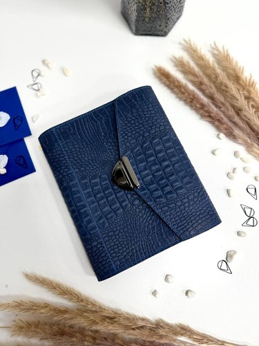 Organizer vera pelle blu - in,