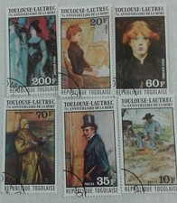 francobolli SERIE COMPLETA 6v Quadri oToulouse Lautrec Togo timbrati