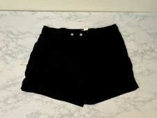 Bermuda donna H&M S misto lino pantaloncino vita media elasticizzato tasche nero G1