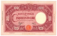 500 LIRE BARBETTI GRANDE C TESTINA RETRO BI RSI 08/10/1943 BB/SPL