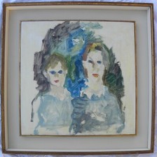 Ernesto TRECCANI (Milano 1920-2009) Due FIGURE splendido OLIO su TELA cm 50x50