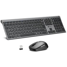 iClever Tastiera e Mouse Wireless Bluetooth, Tastiera e Mouse Doppia Modalità (B