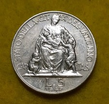 VATICANO 5 LIRE 1947 PIO XII°