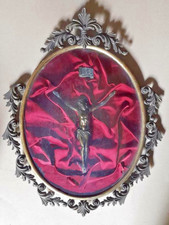 Icona capoletto scultura bronzo Gesù Cristo Crocefisso cornice bronzo dorato 