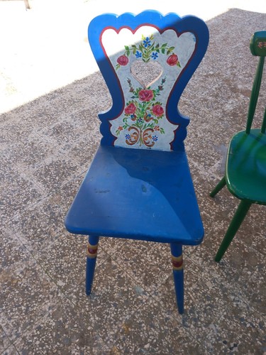Sedia tirolese dipinta - sedia,