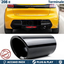 1X TERMINALE di Scarico per PEUGEOT 208 2 in Acciaio Inox NERO Clip Plug & Play