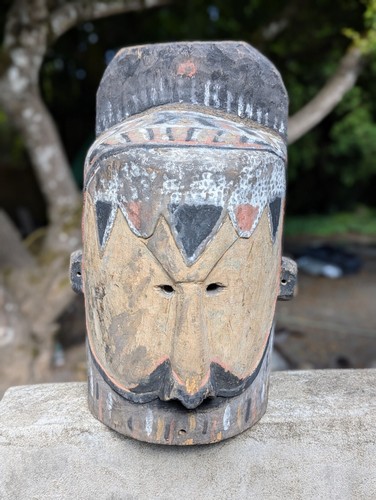 Maschera elmetto abelam yam - maschera,