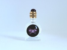 4.7cm,  miniature de parfum vide, bouteille en verre décor papillon & ruban rose
