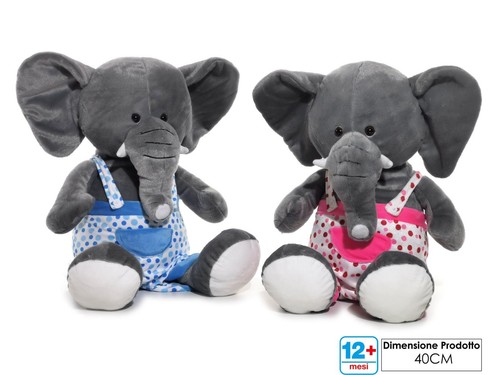 Peluche elefante tuta 40 - elefante, h.40
