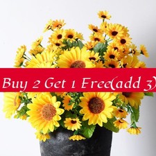 Girasole Fiori Artificiali per Decorazione Casa e Puntelli Fotografici con Seta