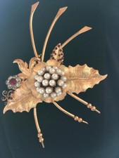 Spilla fiore perle a fiore oro