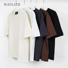 WAVLATII Oversized Summer T shirts for Women Men Brown Casual Female Korean