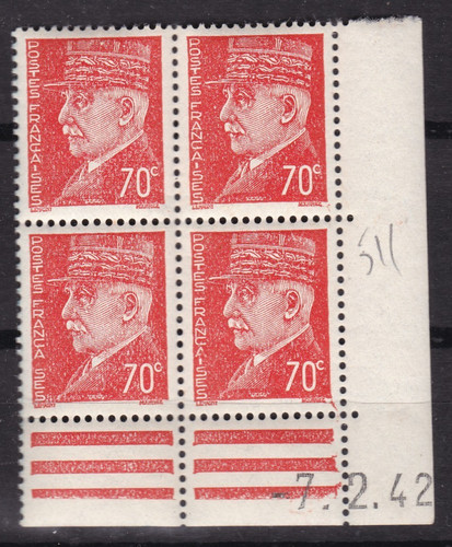 Timbre 1942 france - 1942, coin
