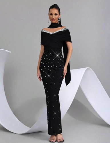 Vestito elegante nero con - vestito,