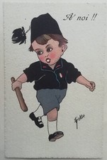 CARTOLINA PUPI FASCISTI MANGANELLO PARTITO ONB BALILLA GIL BETTE FIRMATA 