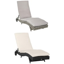 Outsunny Sdraio da Giardino Rattan PE con Schienale Regolabile e Cuscino