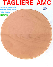 TAGLIERE Rotondo Legno NATURALE AMC Classic L.20xH2.8cm delle Pntole Cottura Amc