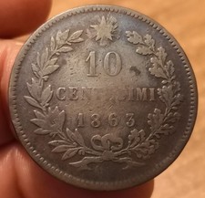 Moneta 10 Centesimi 1863, Vittorio Emanuele II, Rif. 8302