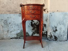 ANTICO COMODINO OVALE FAGIOLO FAGIOLINO 3 CASSETTI IN LEGNO IMPIALLACCIATO