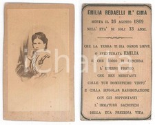 1869 MONZA Emilia REDAELLI CIMA - Ritratto *Foto santino lutto BIANCHI CDV
