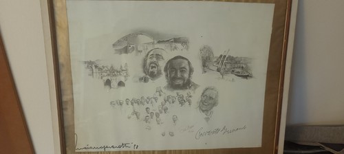 Litografia pavarotti firmata - litografia,
