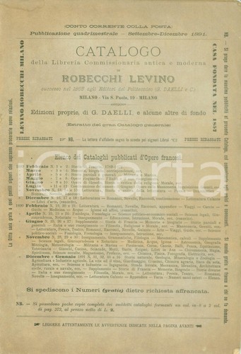 1891 milano catalogo - 1891,