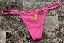 Mutandine nuove con etichette Victoria's Secret rosa giallo banana maglia a costine stringa a V
