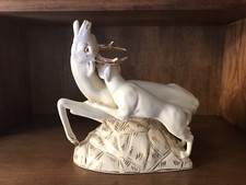 VINTAGE 1960 STATUINA IN CERAMICA ORMAC CERVO CON CANE DA CACCIA CVARS