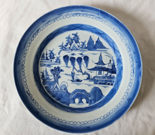 Antico piatto cinese blu - antico,