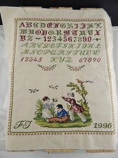  PREZIOSO ORIGINALE IMPARATICCIO SAMPLER RICAMO A PUNTO CROCE 1996