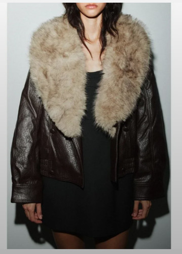 Zara giacca ecopelle con - ecopelle,
