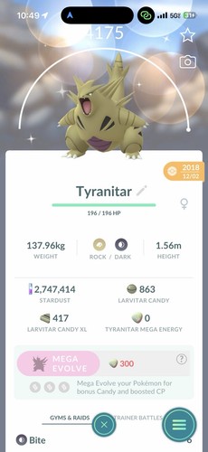 Shiny tyranitar lvl extra - tyranitar, &