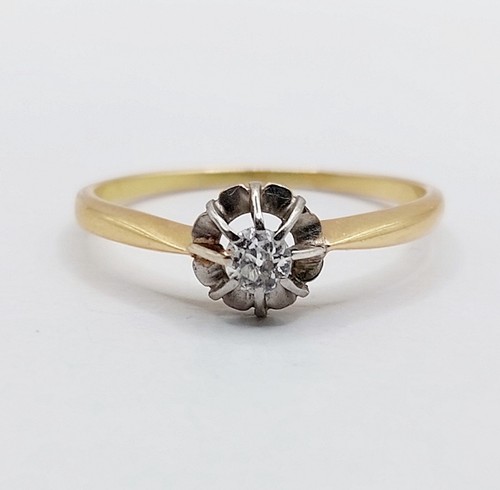 Anello solitario antico - , oro