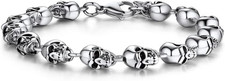 Bracciale Rock Uomo Con Teschio, 19-23 Cm Lunghezza Bracciali Uomo Acciaio Inox,