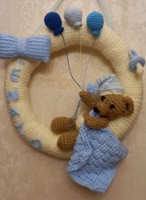 Ghirlanda fiocco nascita bimbo (realizzato a mano)