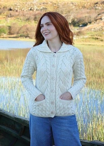 Cardigan maglia aran lana - cardigan,