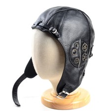 Casco aviatore uomo vera pelle moto pelle pilota berretto motociclista berretti/cappelli