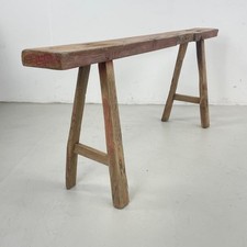 VECCHIA PANCA PER MAIALI LUNGA IN LEGNO RUSTICA ANTICA VINTAGE PB438