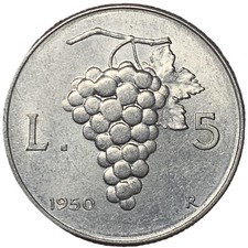 5 LIRE 1950 - UVA - REPUBBLICA