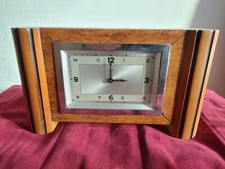 VINTAGE ANTICO deco OROLOGIO SVEGLIA impero ventennio rettangolare radica