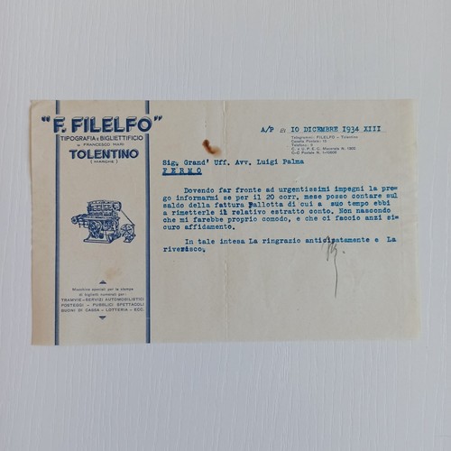 1934 filelfo tipografia e - 1934, f.